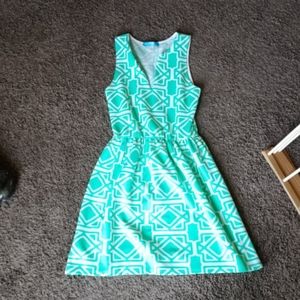 Green Patterned A-Line Dress